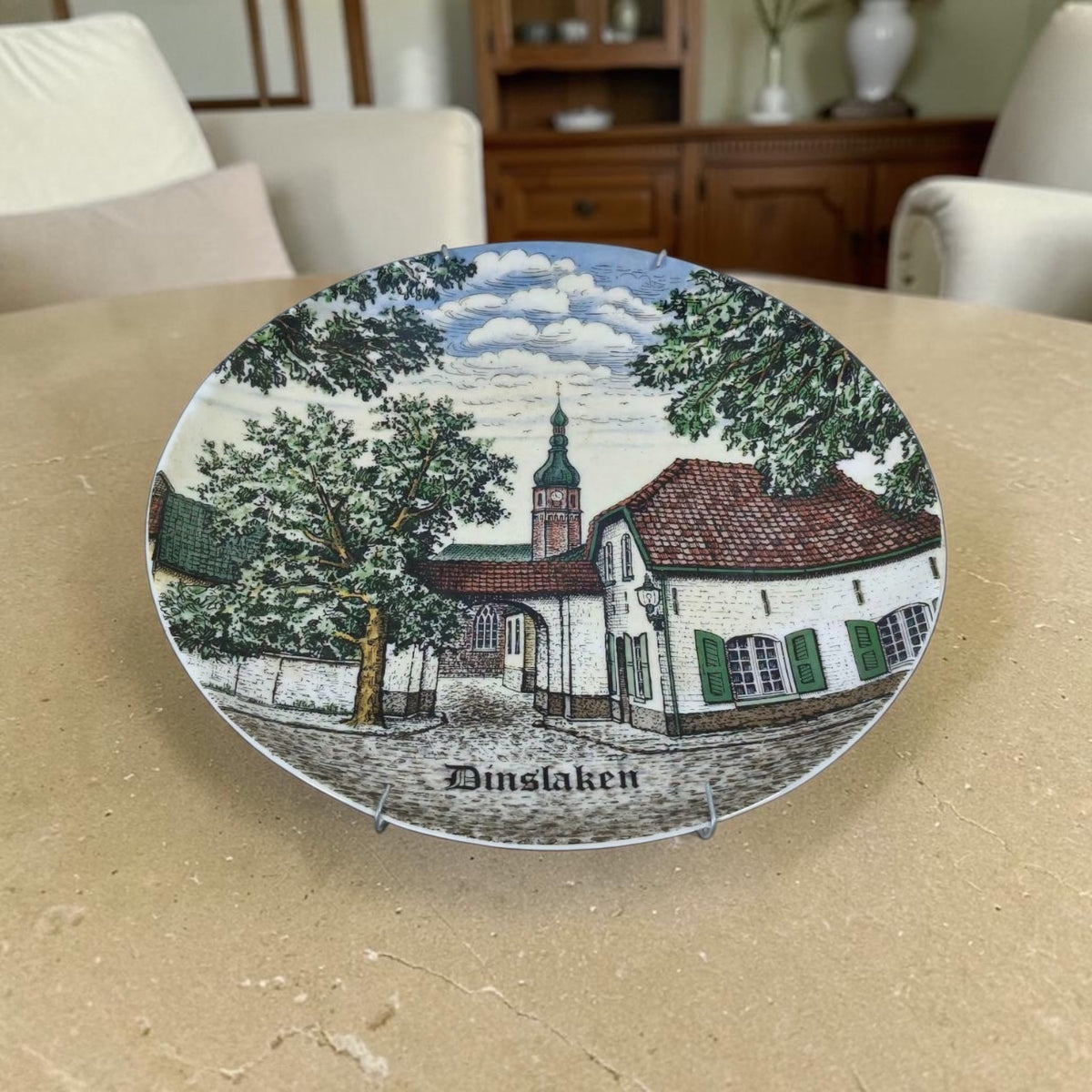 German Porcelain Plate with Miniature Artwork