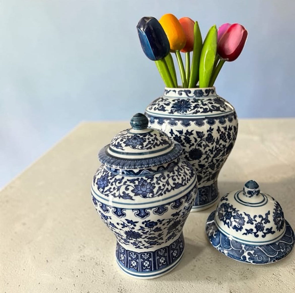 Bleu Blanc Hand-Painted Potiche