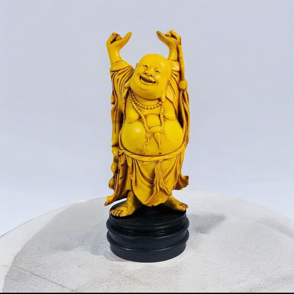 Resin Buddha Statue on Wooden Base