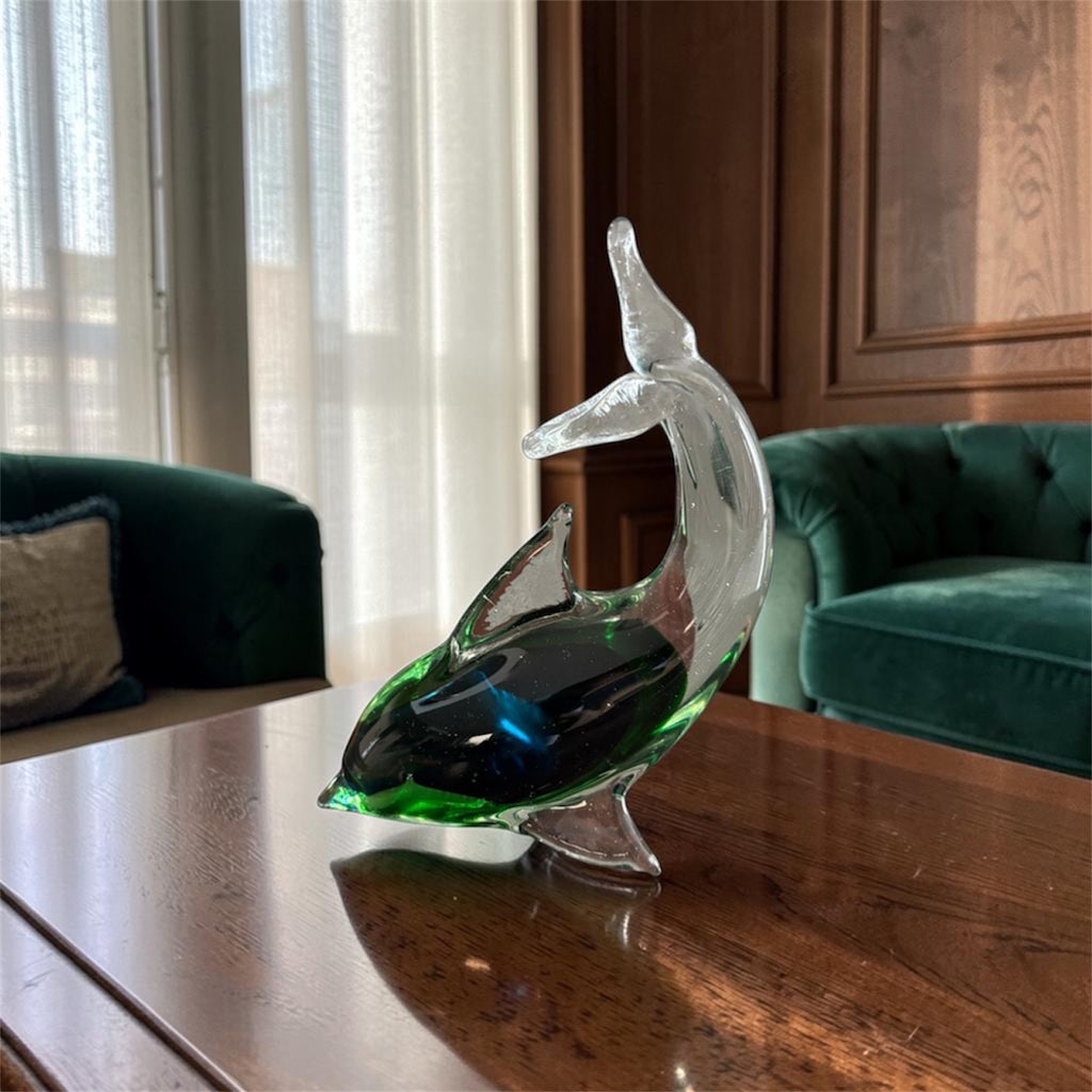 Murano Dolphin in Intertwined Blue and Green Tones