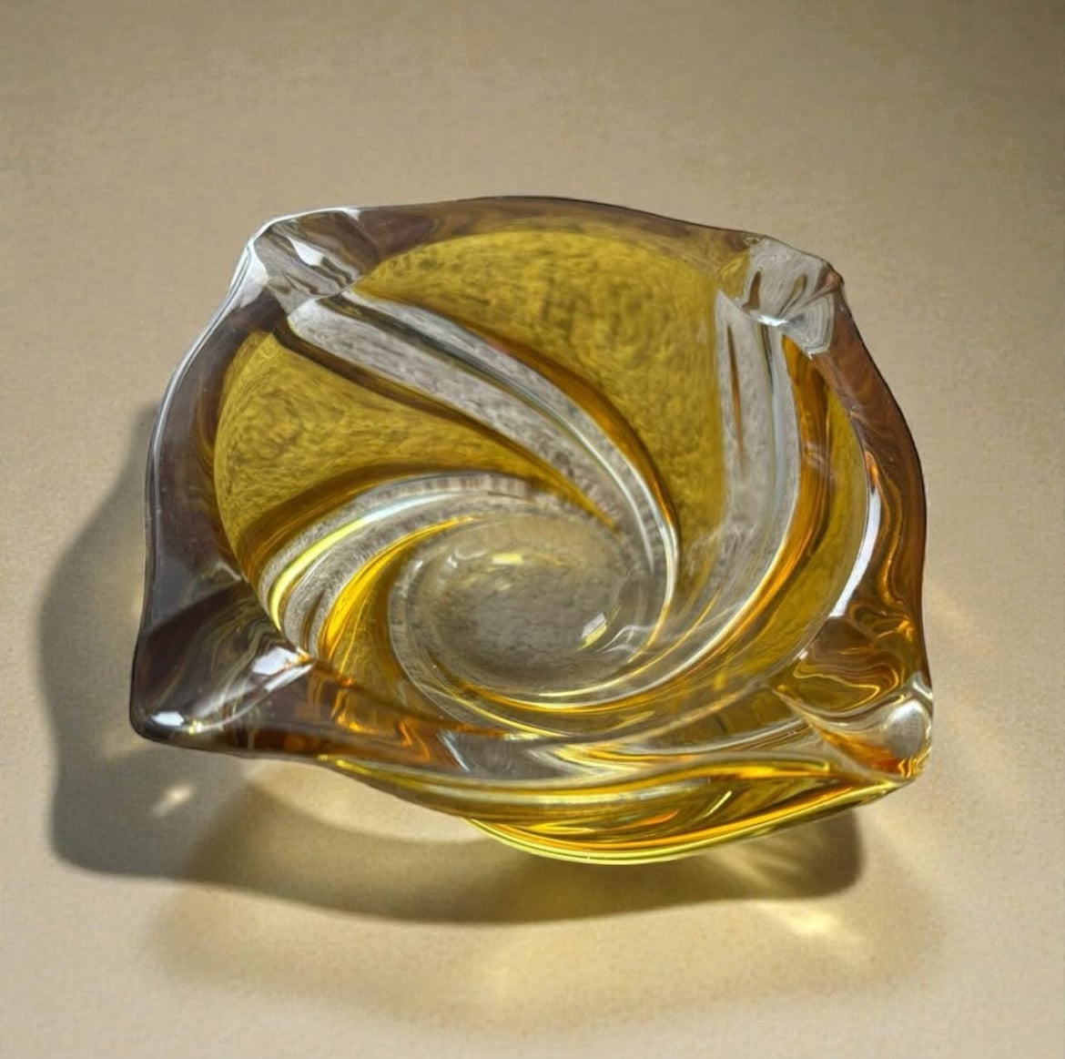Italian Murano Ashtray – Honey Color