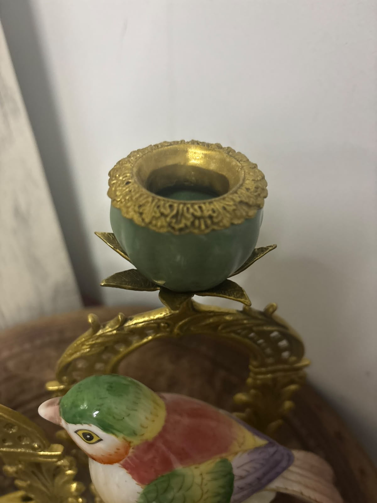 Sèvres Château Ornate Candlestick with Hand-Painted Porcelain Birds