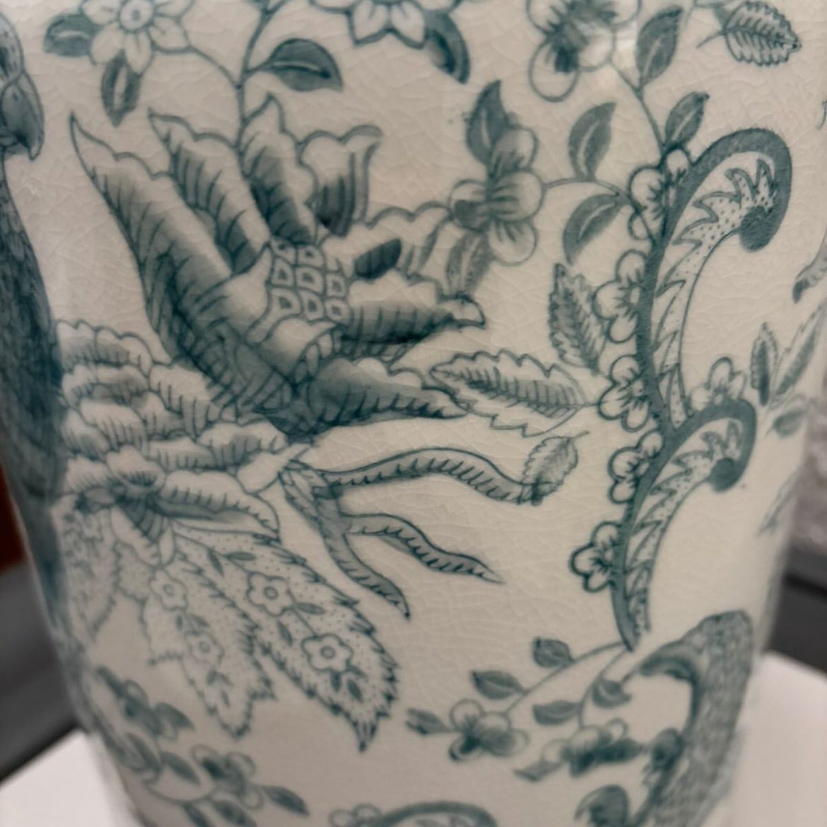Hand-Painted Cylinder Vase with Birds