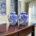 Bleu Blanc Chinoiserie Lidded Jar with Floral Design