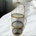 Metal Birdcage Shelf with Mirror Base