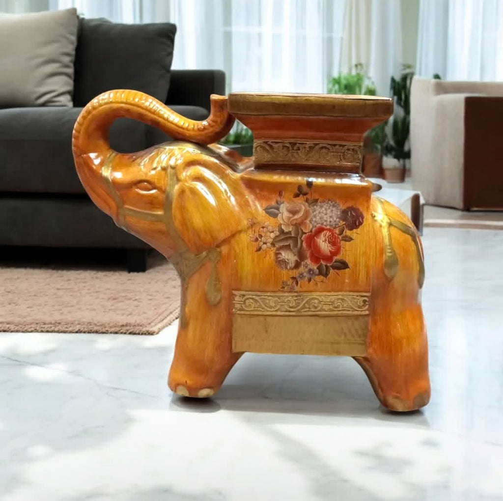 Majestic Porcelain Elephant Side Table