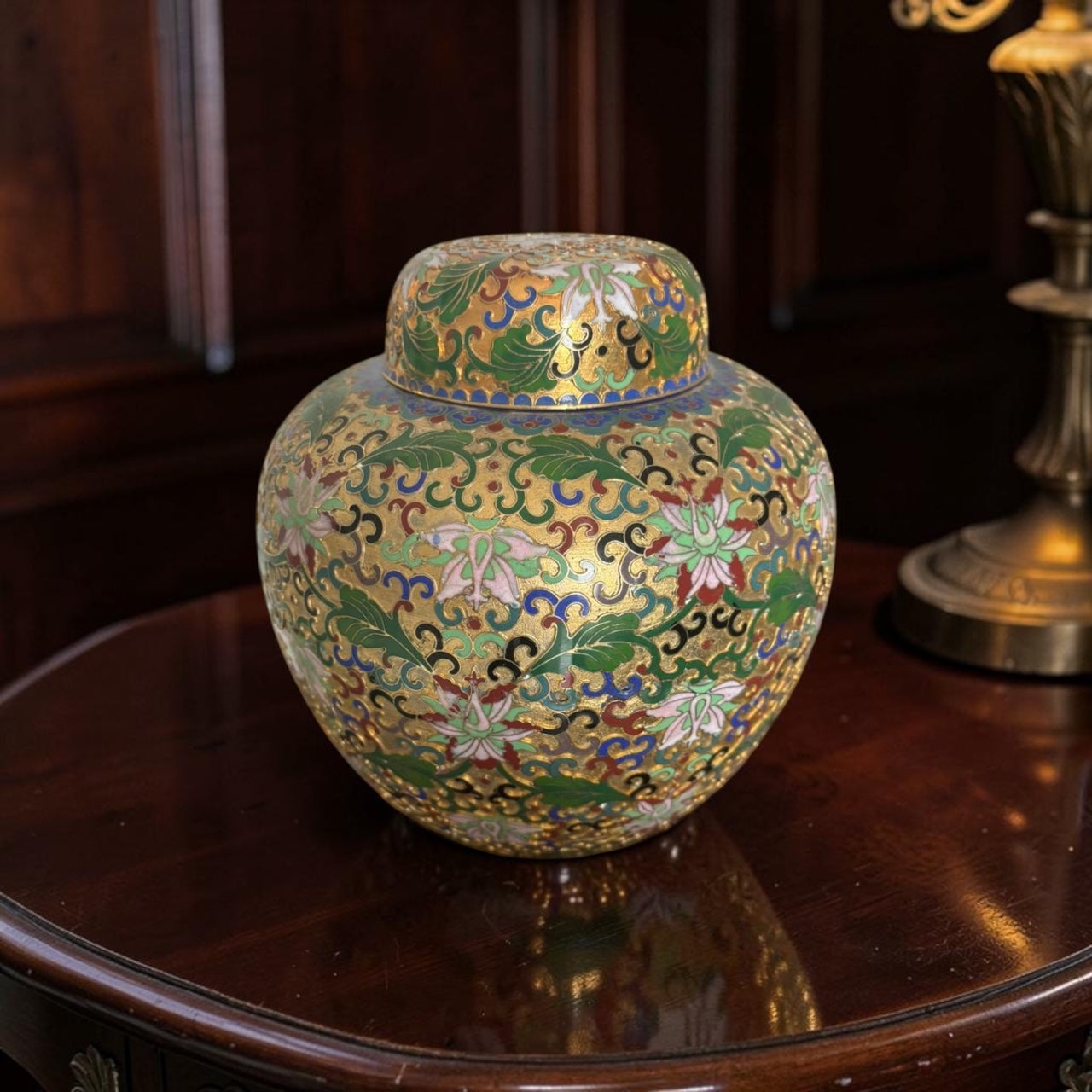 Raised Cloisonné Lidded Jar – Antique