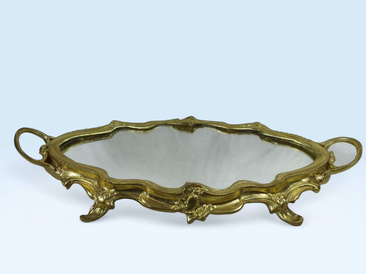 Brass Jardinière with Mirrored Base