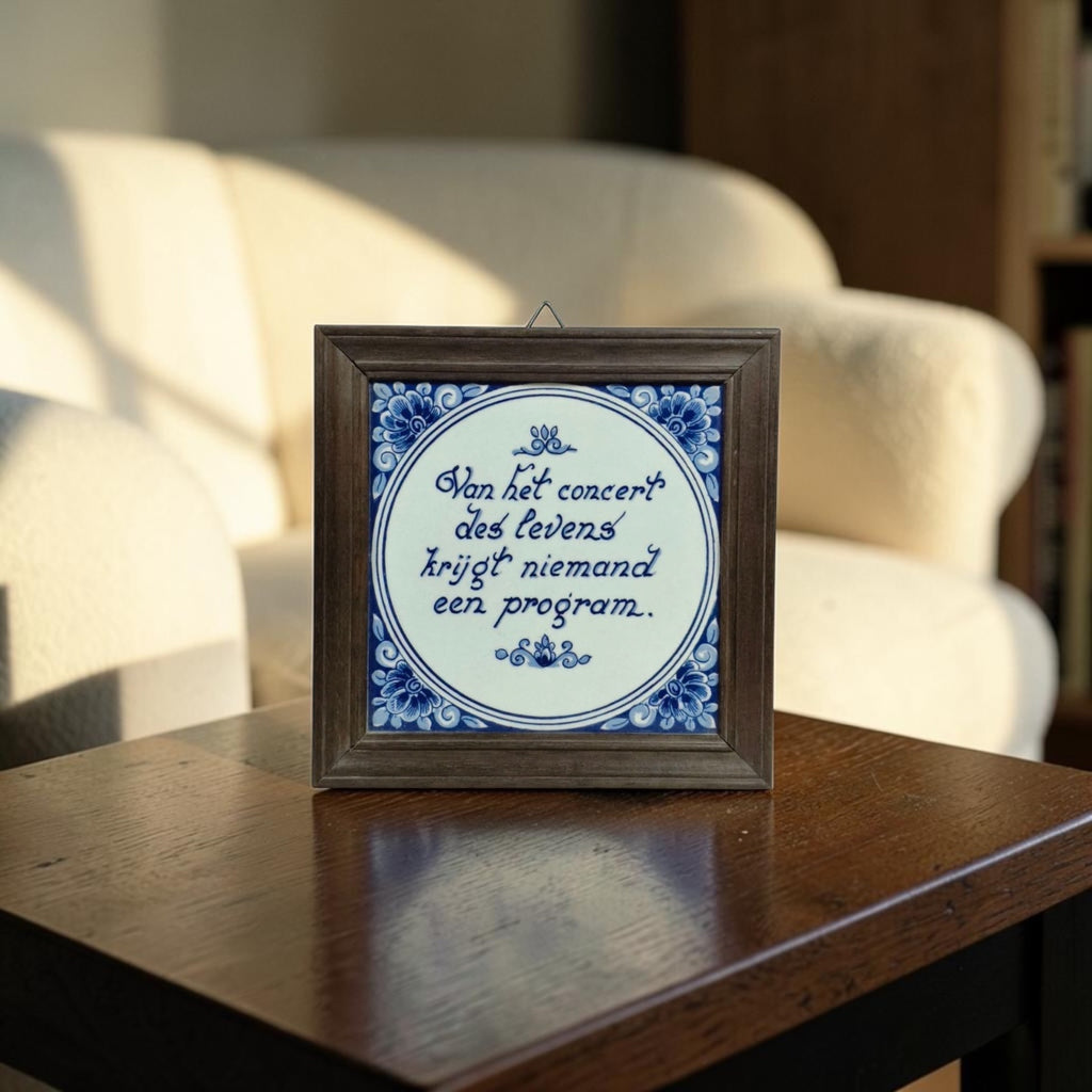 Dutch Delft Porcelain Plaque with Wooden Frame