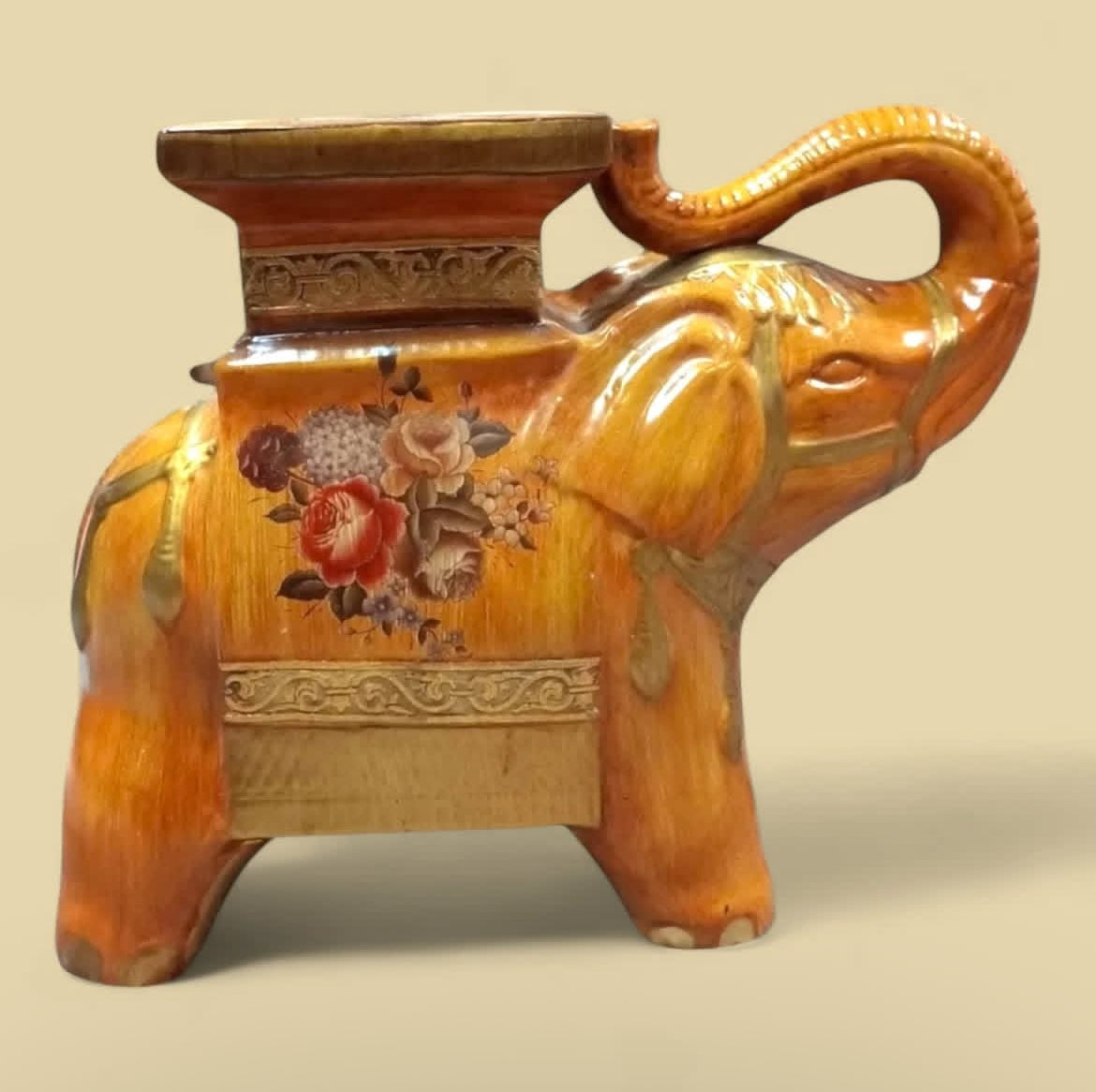 Majestic Porcelain Elephant Side Table