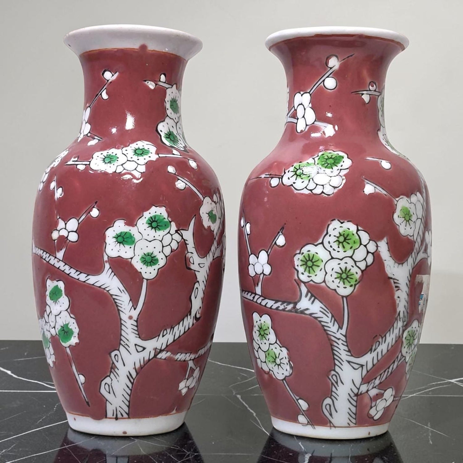 Pair of Chinoiserie Vases – Floral Engraving
