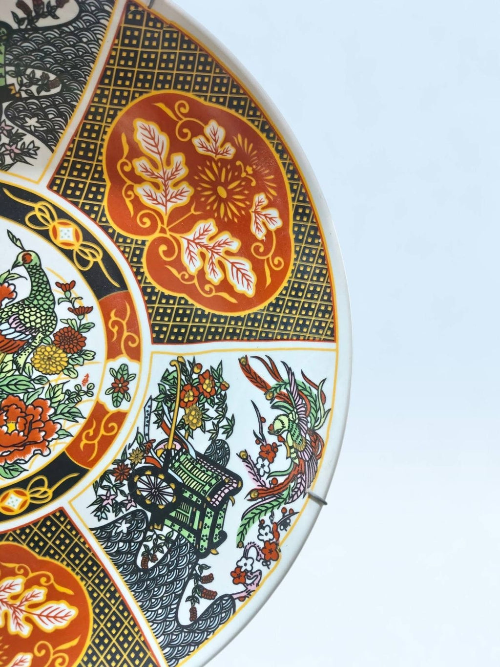 Large Chinoiserie Porcelain Platter – Huifeng Stamped – Gold & Miniature Design