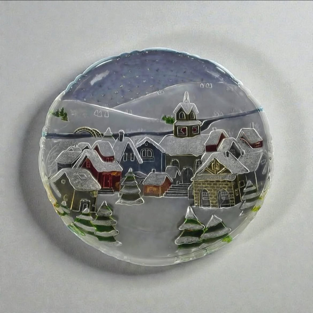Large Round Cut Crystal Serving Plate