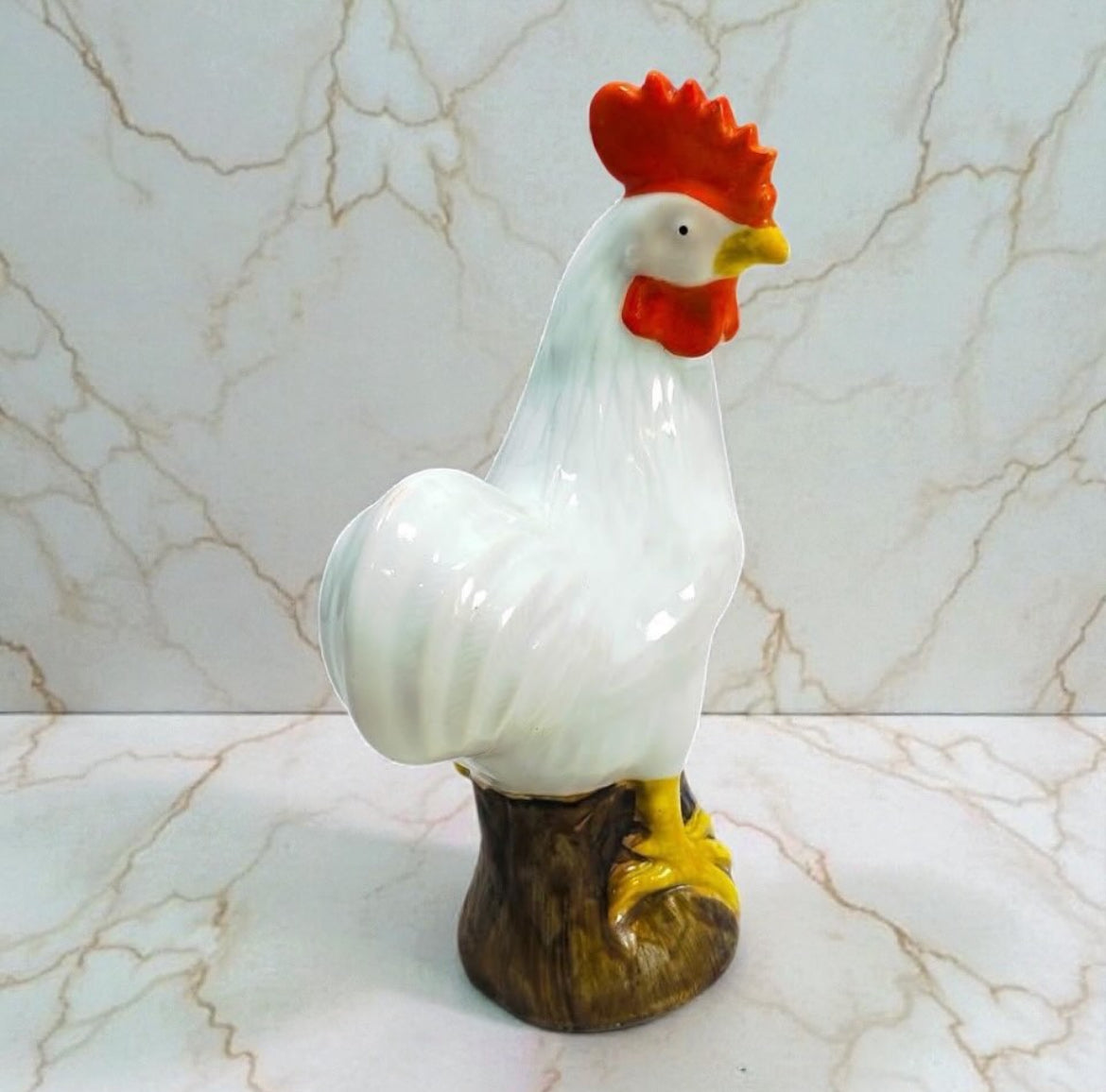 Vintage Chinoiserie Rooster Figurine – Hand-Made Porcelain