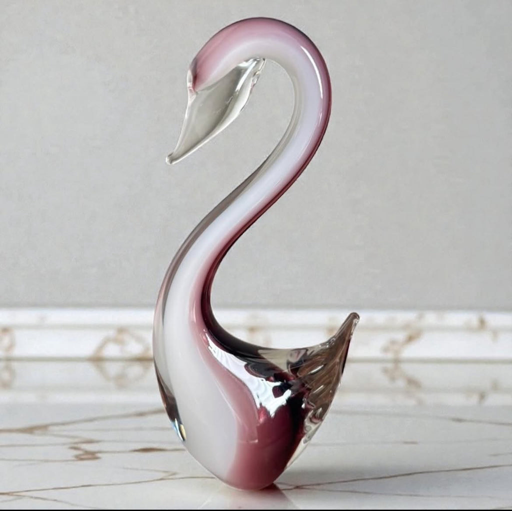 Aubergine Murano Glass Swan – Mid-Century Art