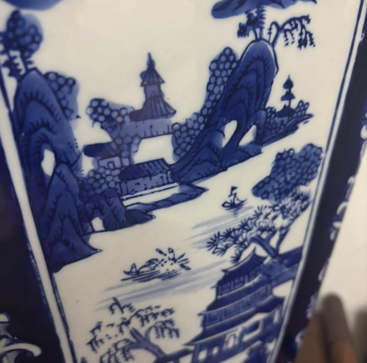 Square Bleu Blanc Chinoiserie Vase