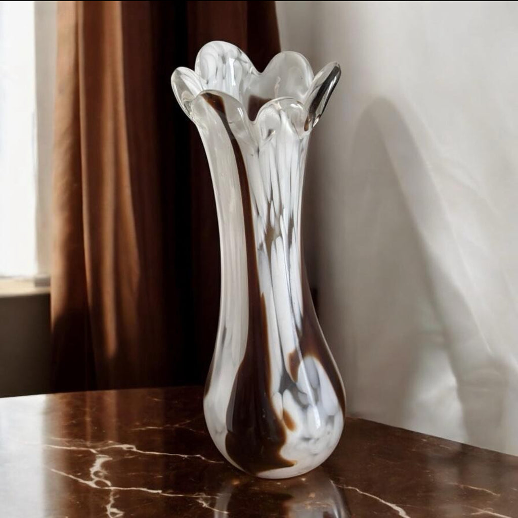 Large Italian Murano Glass Vase – Multicolored Swirl