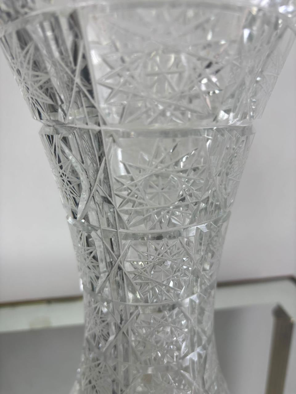 Vintage Czech Hand-Cut Crystal Vase