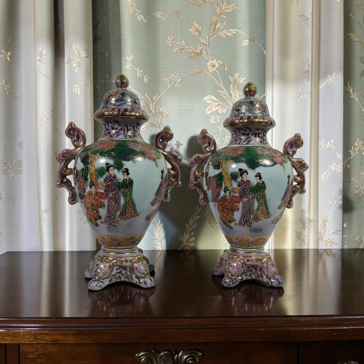 Pair of Chinoiserie Potiches with Bride Motif