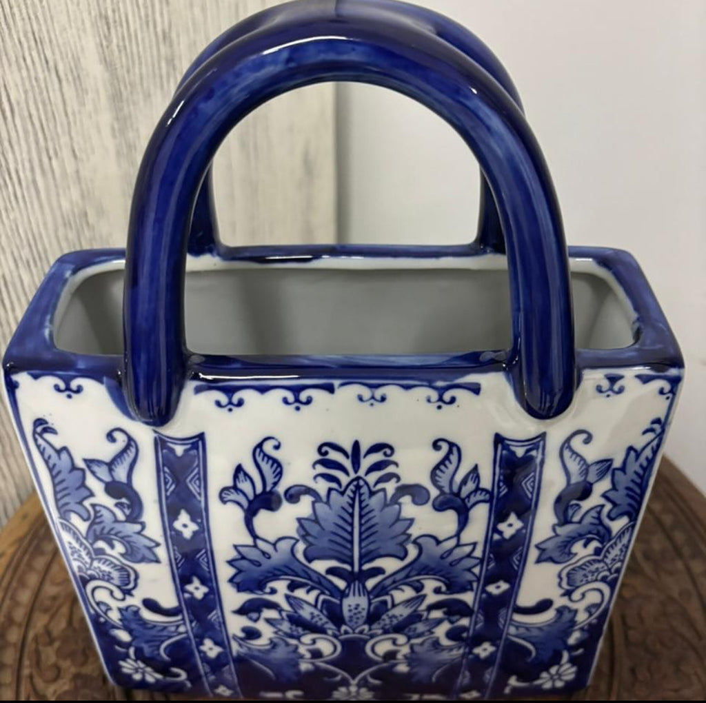 Bleu Blanc Hand-Painted Porcelain Bag