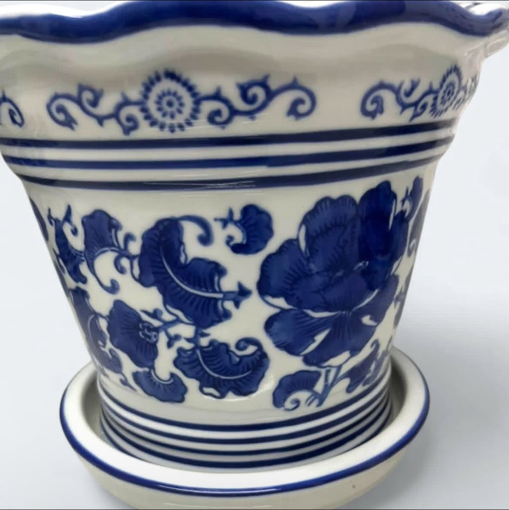 Bleu Blanc Floral Cachepot