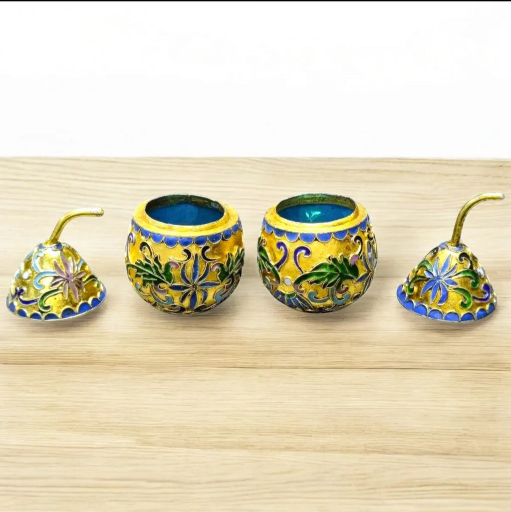 Cloisonné Pear: Floral Chinese Bonbonnière