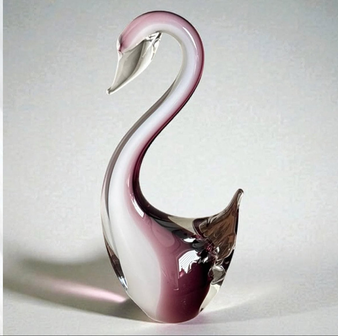 Aubergine Murano Glass Swan – Mid-Century Art