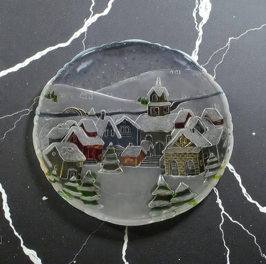 Large Round Cut Crystal Serving Plate