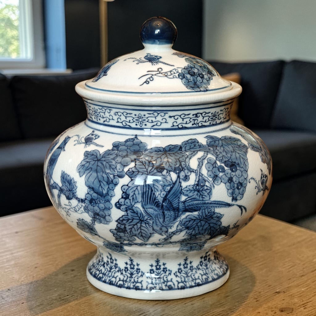 Blue Blanc Porcelain Ginger Jar