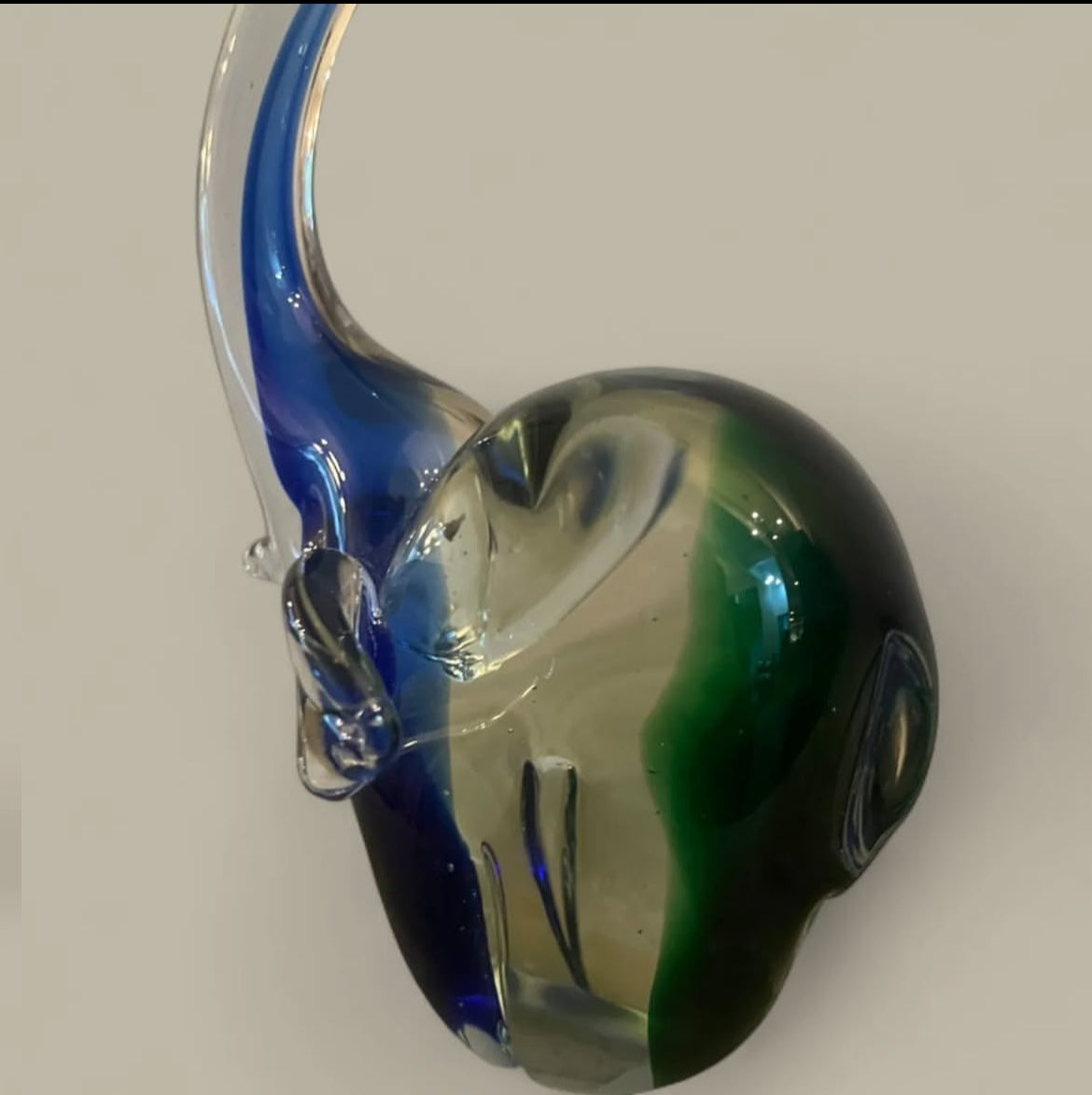 Murano Elephant: Emerald Green & Sapphire Blue