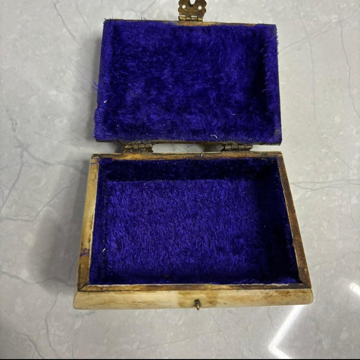 Camel Bone Trinket Box with Brass & Inlays