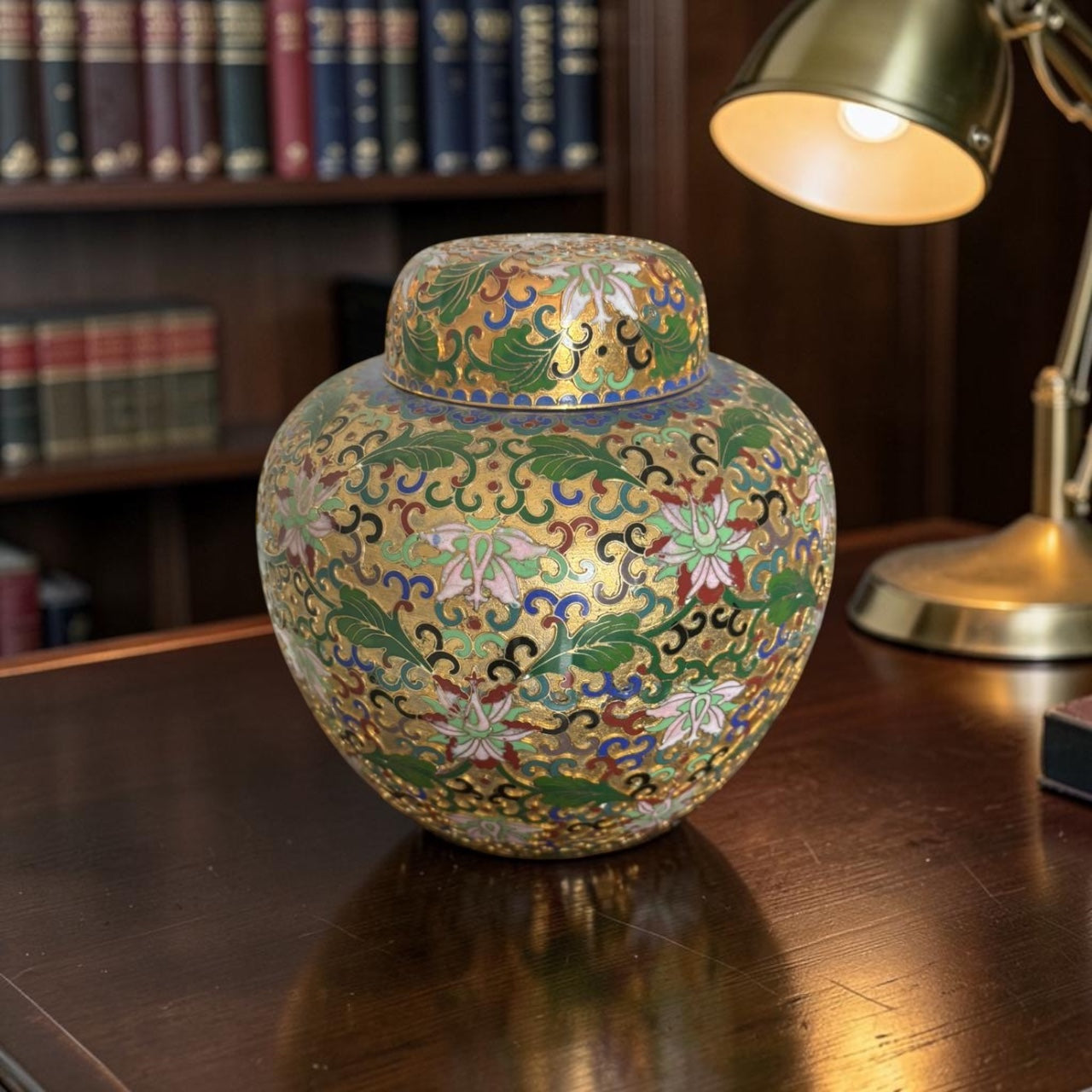 Raised Cloisonné Lidded Jar – Antique