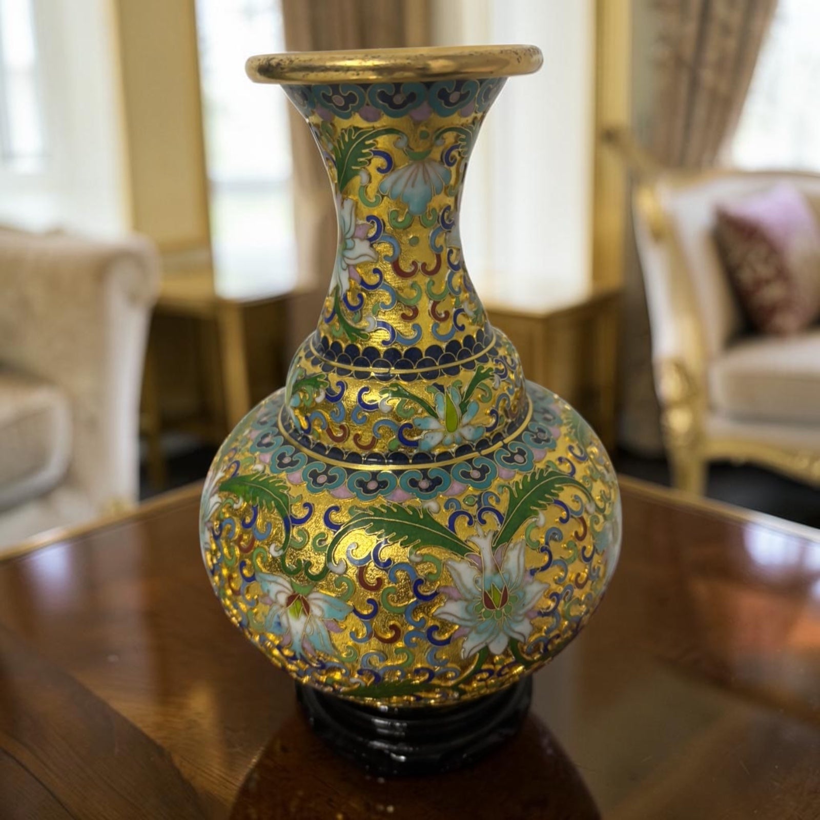 Cloisonné Vase with Raised Detailing – Original Velvet Box
