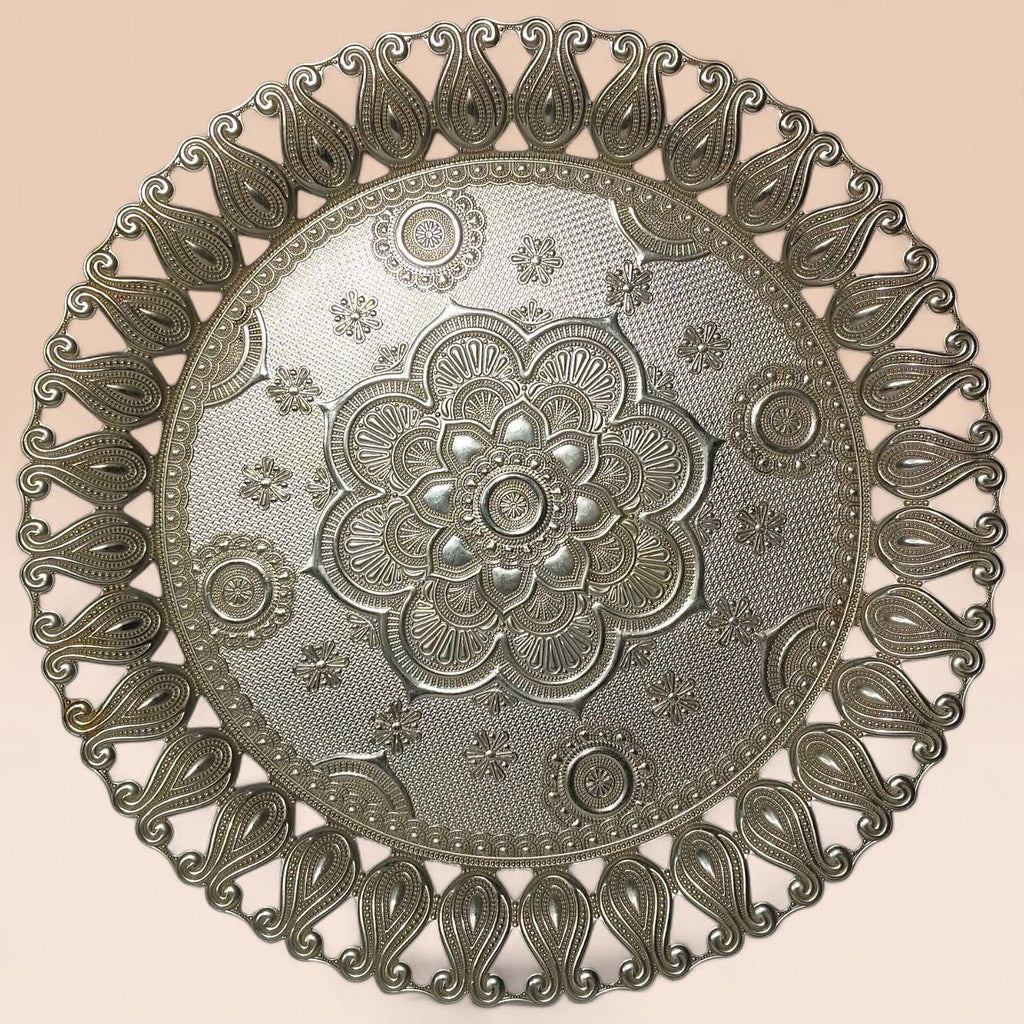 Turkish Metal Coffee Set with Tray – Islamic Design – 6 Cups