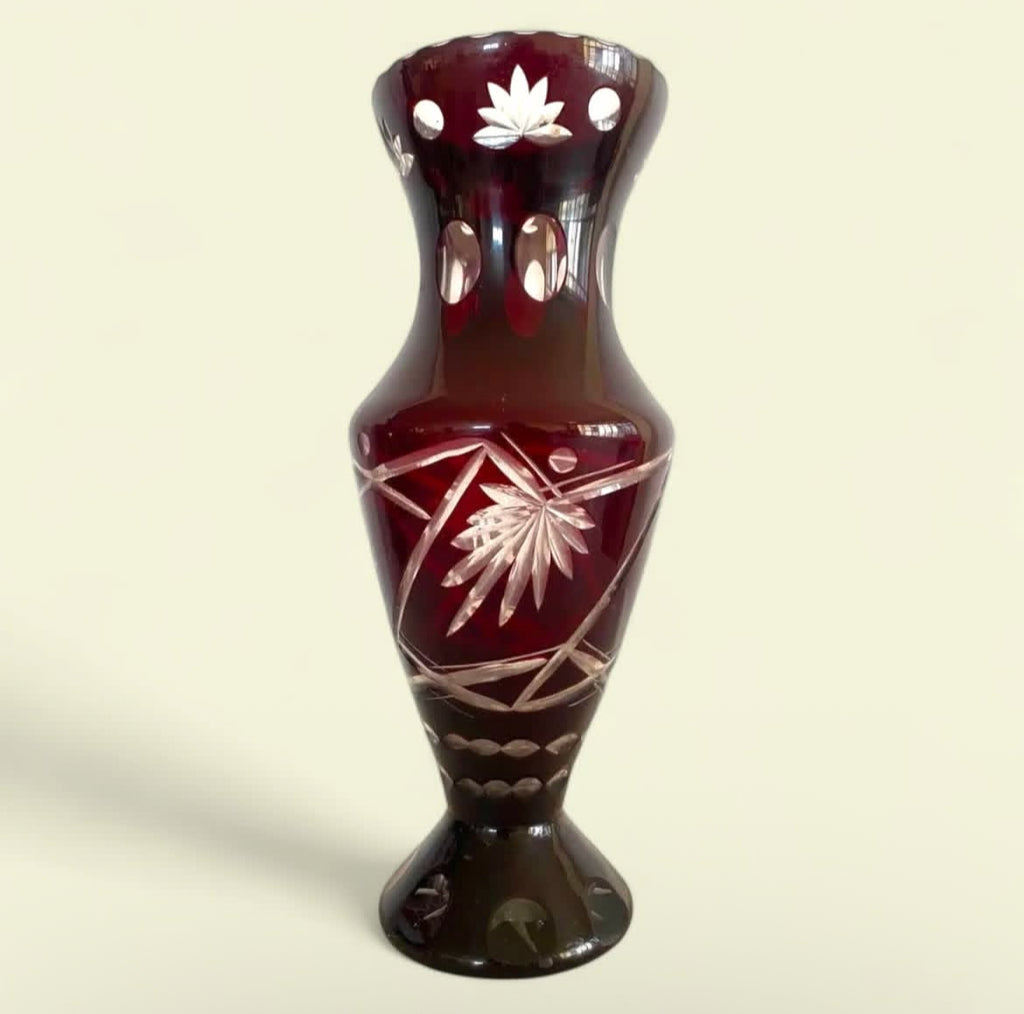 Bohemian Crystal Vase: Egermann Ruby Red Glass