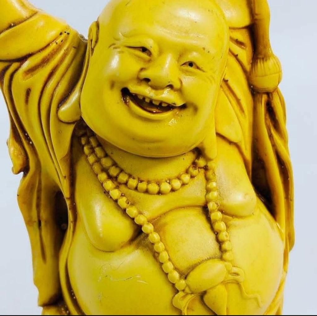Resin Buddha Statue on Wooden Base