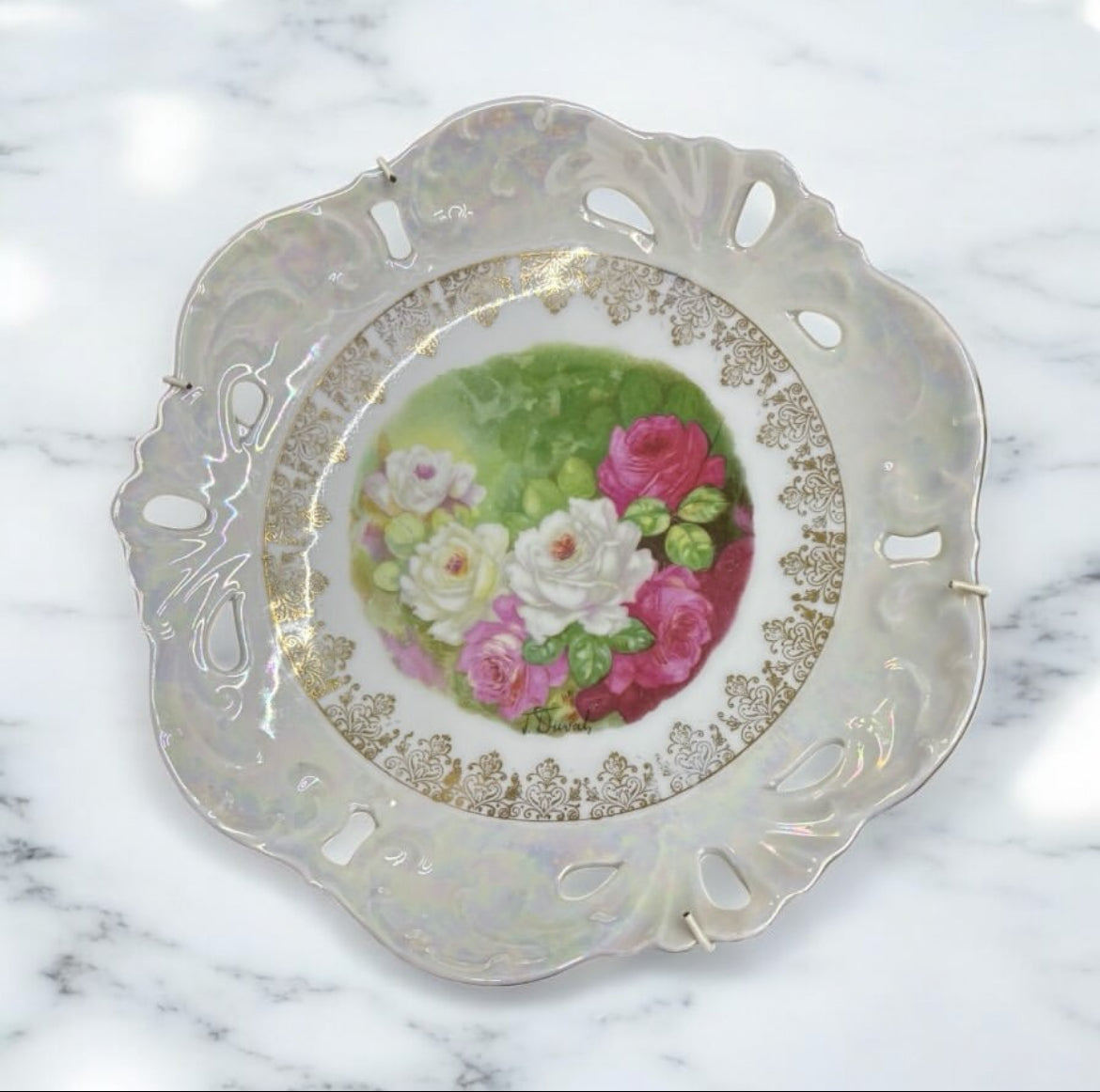Porcelain Hanging Plate – Floral Motif