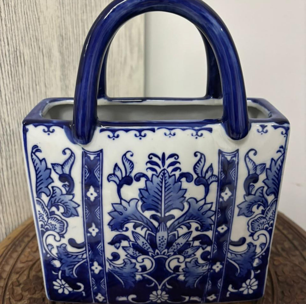 Bleu Blanc Hand-Painted Porcelain Bag