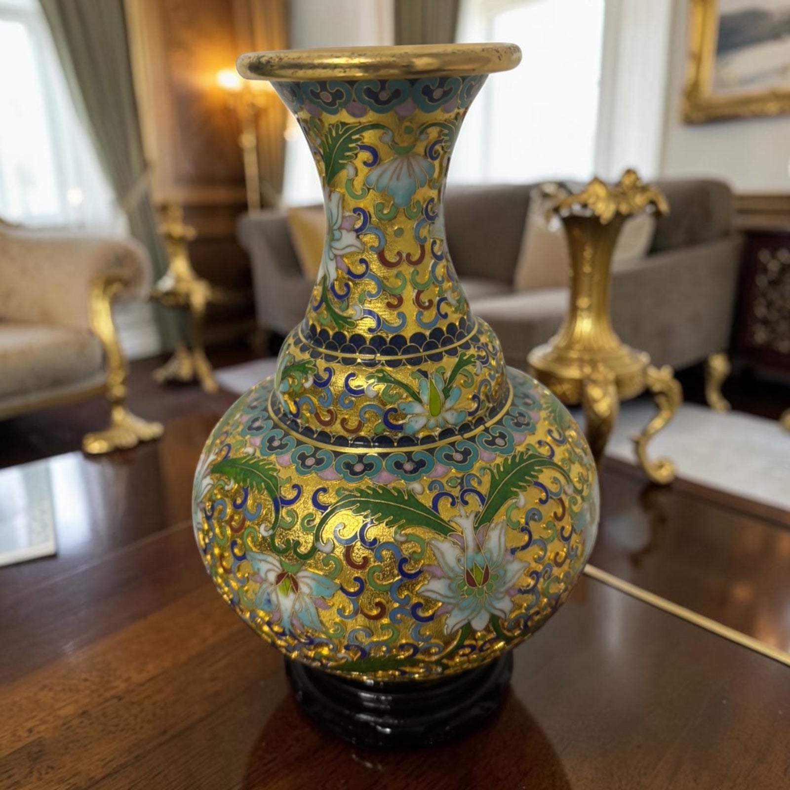 Cloisonné Vase with Raised Detailing – Original Velvet Box
