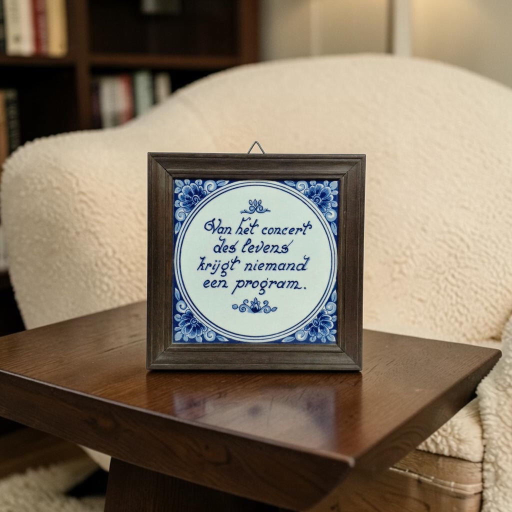 Dutch Delft Porcelain Plaque with Wooden Frame