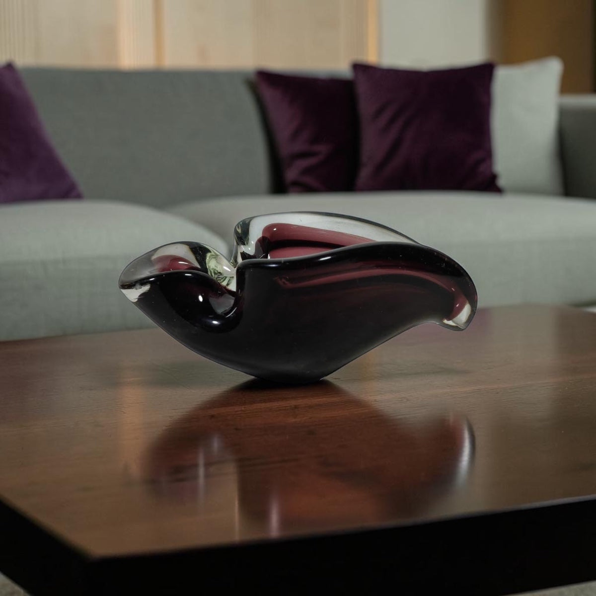 Antique Italian Murano Ashtray in Aubergine