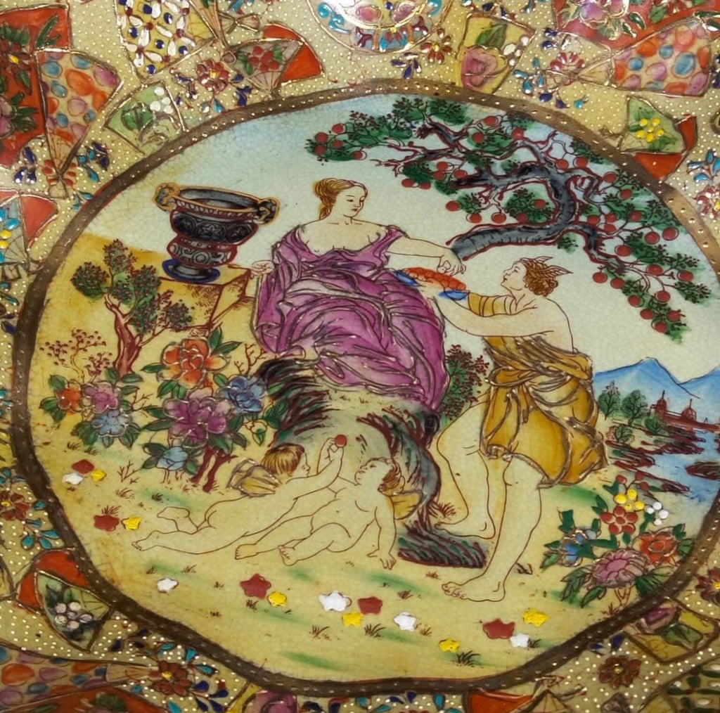 Chinoiserie Wall Plate with Raised Decoration – Satsuma Style