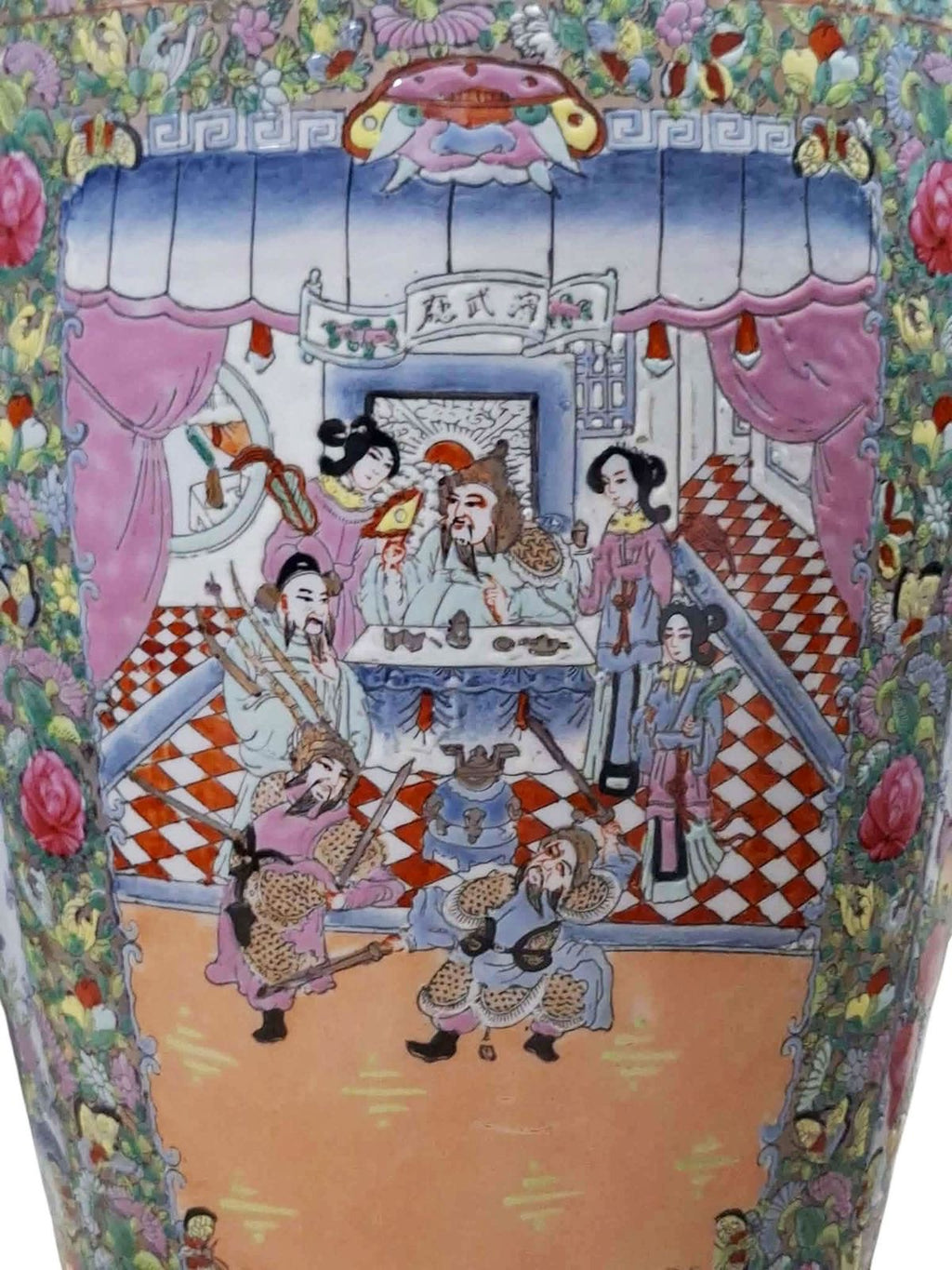 Large Canton Porcelain Floor Vase – Hand-Painted Figurative Scene