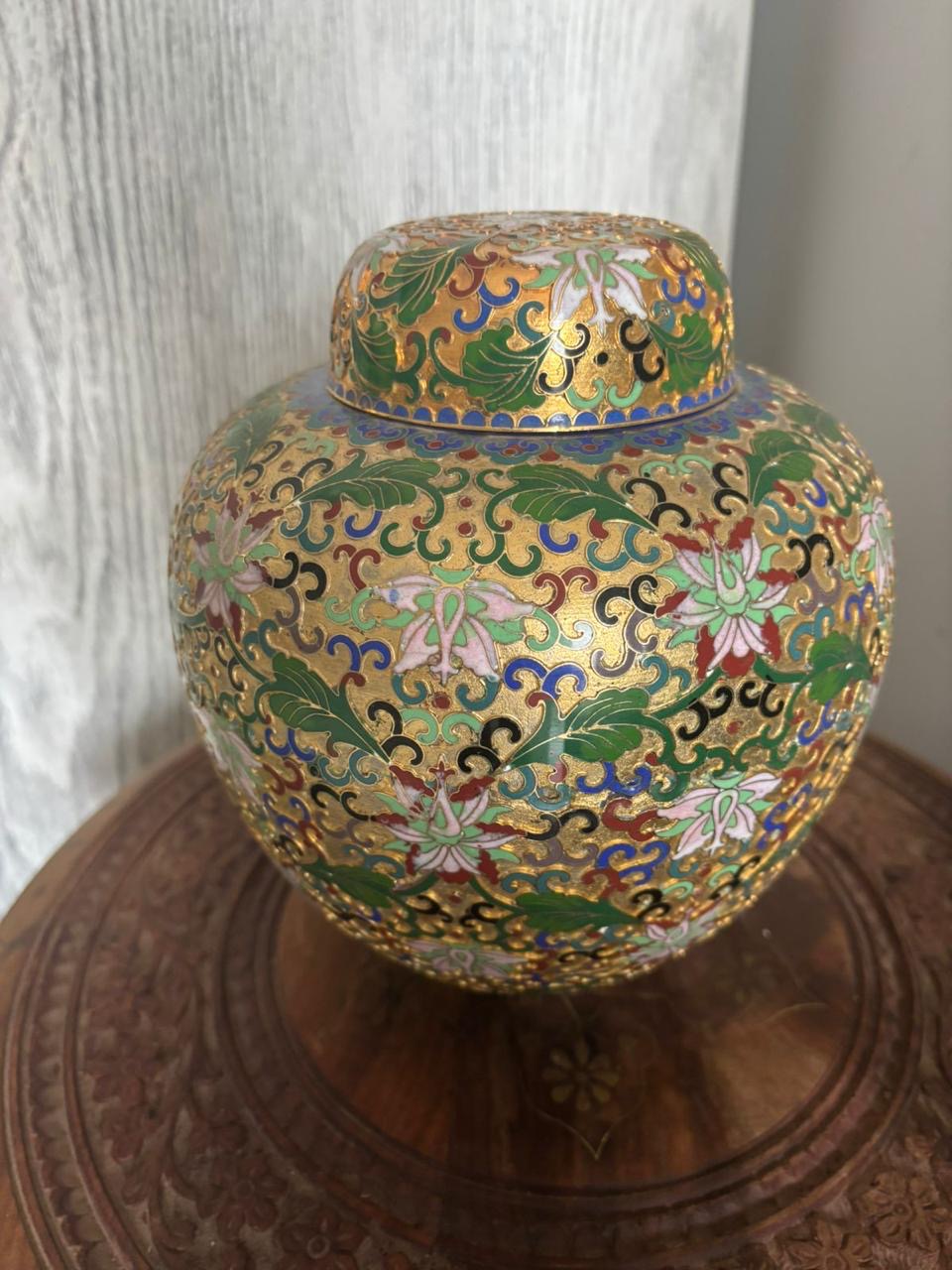 Raised Cloisonné Lidded Jar – Antique