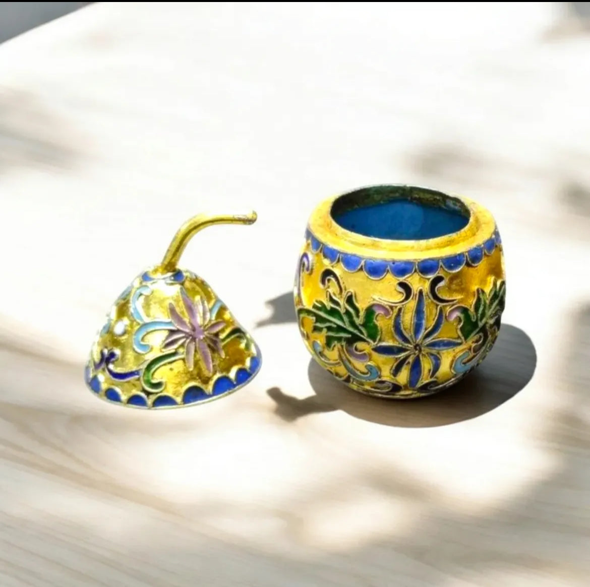 Cloisonné Pear: Floral Chinese Bonbonnière