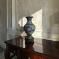Smooth Cloisonné Vase with Floral & Bird Motifs and Base