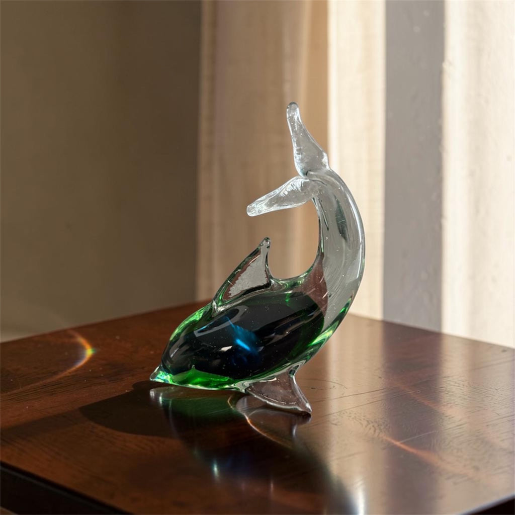 Murano Dolphin in Intertwined Blue and Green Tones