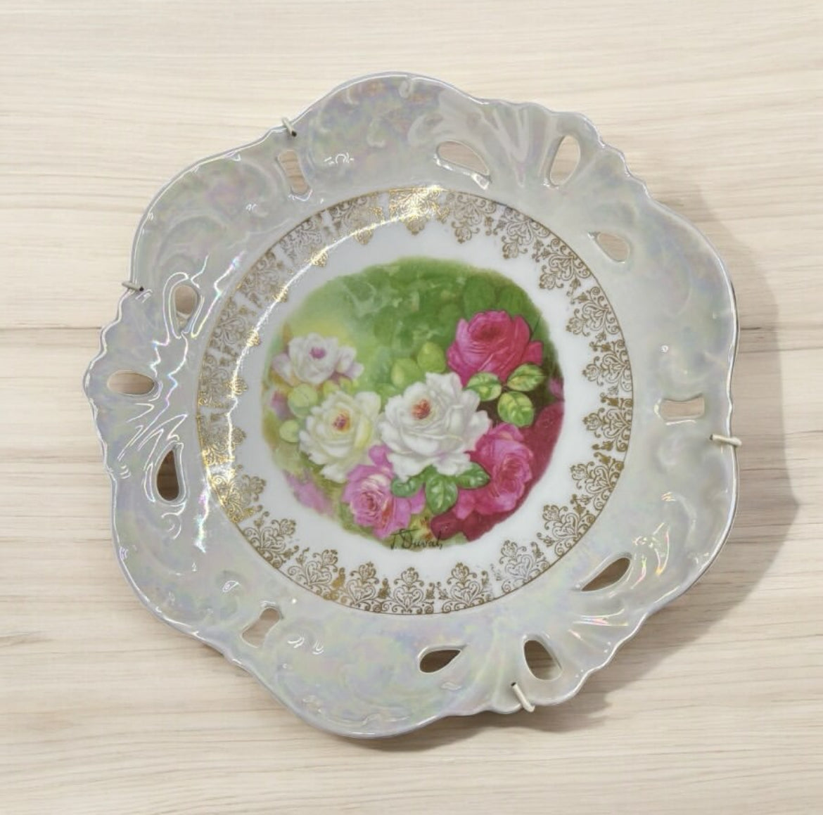 Porcelain Hanging Plate – Floral Motif