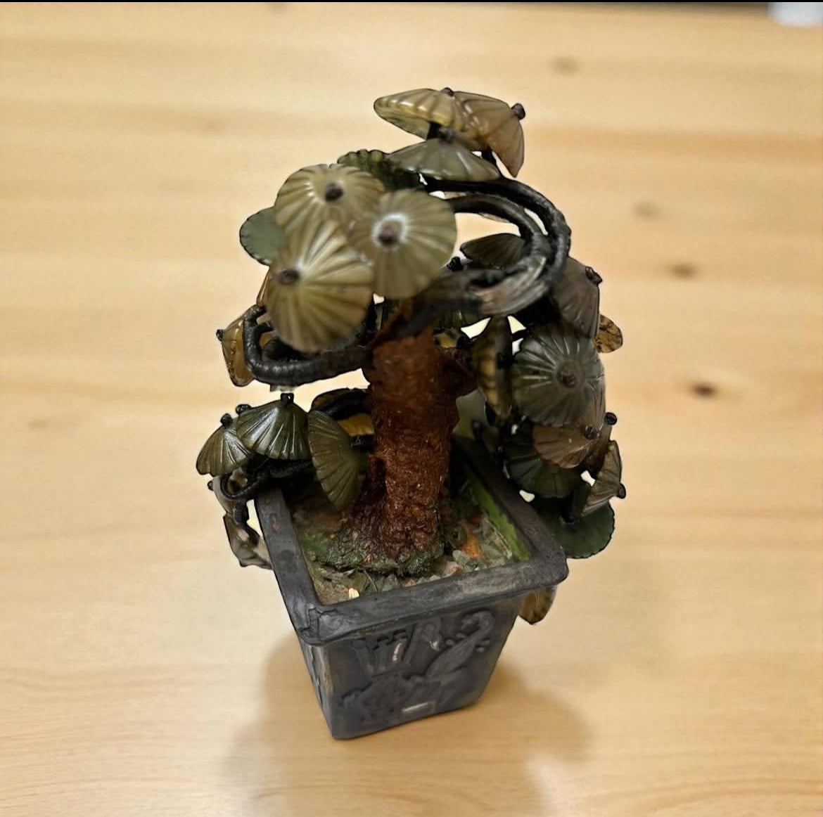 Cloisonné Tree with Natural Jade Branches