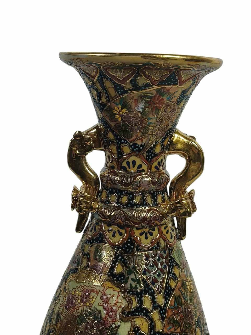 Chinoiserie Satsuma Porcelain Vase – Raised Miniature Handcrafted Design